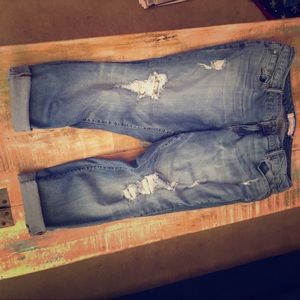 Torrid cropped jeans with lace inlays in rips sz16